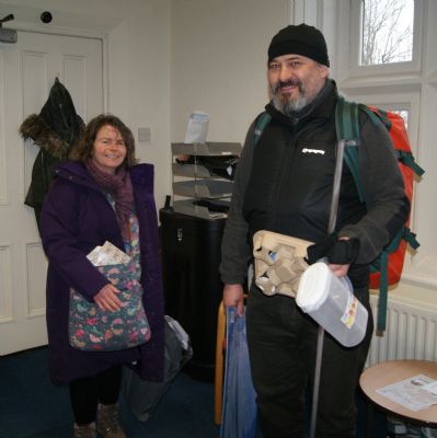 Artist, Kevin Hankey, and Project Officer, Hazel Gatford setting off for the 1st workshop